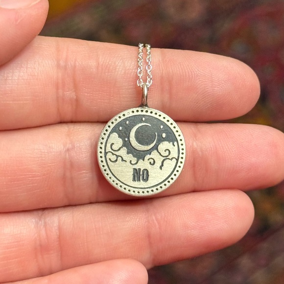 Yes No desicion sterling silver Pendant Necklace - Picture 2 of 2